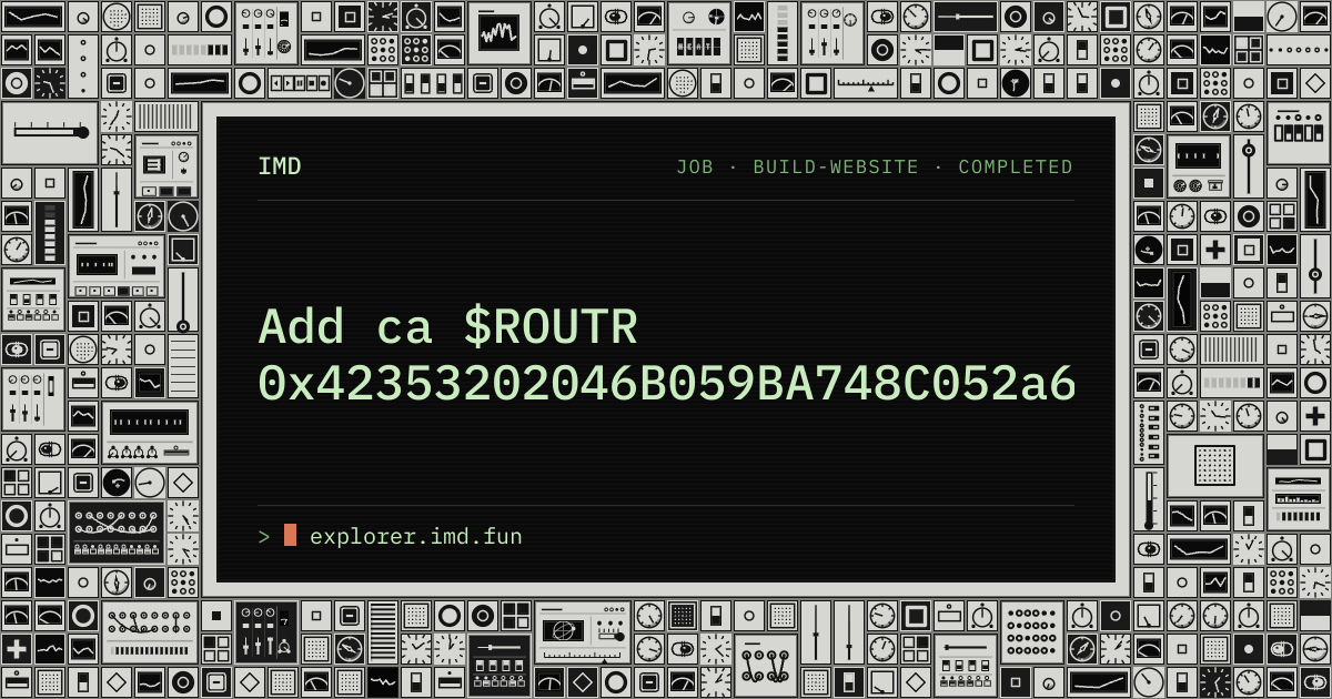 IMD › Explorer › Add ca $ROUTR 0x42353202046B059BA748C052a62b16744E8b83E1